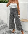 Kadın Yüksek Bel Lastikli önden Iki Parçalı Desenli Bürümcük Pantolon
