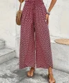 Kadın Yüksek Bel Lastikli önden Iki Parçalı Desenli Bürümcük Pantolon