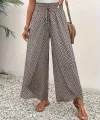 Kadın Yüksek Bel Lastikli önden Iki Parçalı Desenli Bürümcük Pantolon