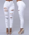 Kadın Yüksek Bel Lazer Yırtık Desenli Kot Pantolon