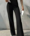 Kadın Yüksek Bel Nervurlu Ithal Krep Pantolon