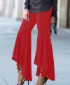 Kadın Yüksek Bel önden Arkaya Uzanan Volanlı Paçalı Janjan Krep Pantolon