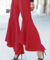 Kadın Yüksek Bel önden Arkaya Uzanan Volanlı Paçalı Janjan Krep Pantolon