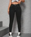 Kadın Yüksek Bel önden Düğmeli Dar Kesim Kot Pantolon