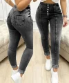 Kadın Yüksek Bel önden Düğmeli Jean Pantolon