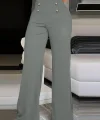 Kadın Yüksek Bel önden Düğmeli Uzun Paçaya Doğru Geniş Ithal Krep Pantolon