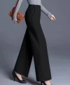 Kadın Yüksek Bel önü Nervürlü Paçaya Doğru Geniş Ithal Krep Pantolon