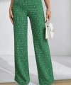 Kadın Yüksek Bel Paçaya Doğru Geniş Dokuma Pantolon