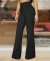 Kadın Yüksek Bel Paçaya Doğru Genişleyen Ithal Krep Pantolon