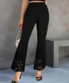 Kadın Yüksek Bel Paçaya Doğru Genişleyen Lazer çiçek Kesim Detaylı Ithal Krep Pantolon