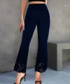 Kadın Yüksek Bel Paçaya Doğru Genişleyen Lazer çiçek Kesim Detaylı Ithal Krep Pantolon