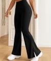 Kadın Yüksek Bel Paçaya Doğru Genişleyen Yandan Yırtmaçlı Dalgıç Pantolon
