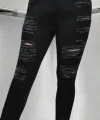 Kadın Yüksek Bel Slim Fit azer Kesim Yırtık Detaylı Kot Pantolon/ Jean