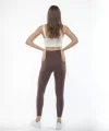 Kadın Yüksek Bel Sporcu Düz Tayt - Kahverengi