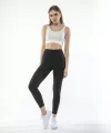 Kadın Yüksek Bel Sporcu Düz Tayt - Siyah