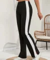 Kadın Yüksek Bel Yan şerit Detaylı Yırtmaçlı Viskon Iki Iplik Pantolon