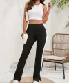 Kadın Yüksek Bel Yan şerit Detaylı Yırtmaçlı Viskon Iki Iplik Pantolon