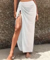 Kadın Yüksek Bel Yandan Büzgülü Uzun Tül Detaylı Pareo