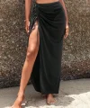 Kadın Yüksek Bel Yandan Büzgülü Uzun Tül Detaylı Pareo