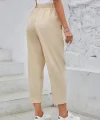 Kadın Yüksek Bel Yandan Cepli Düğme Detaylı Geniş Kesim Ithal Krep Pantolon