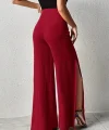 Kadın Yüksek Bel Yandan Fermuarlı Yırtmaçlı Geniş Paçalı Aerobin Pantolon