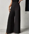 Kadın Yüksek Bel Yandan Fermuarlı Yırtmaçlı Geniş Paçalı Aerobin Pantolon