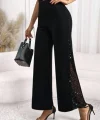 Kadın Yüksek Bel Yanlardan Tül Detaylı Ithal Krep Pantolon