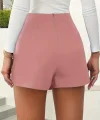 Kadın Yüksek Beli önden Büzgü Detaylı Ithal Krep Kısa Short Etek