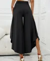 Kadın Yüksek Belli Geniş Paçalı Yanlardan Açık Sandy Pantolon