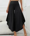 Kadın Yüksek Belli Geniş Paçalı Yanlardan Açık Sandy Pantolon