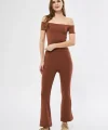 Kadın Yüksel Bel Fitilli İspanyol Paça Tayt - Kahve