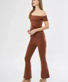 Kadın Yüksel Bel Fitilli İspanyol Paça Tayt - Kahve
