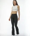 Kadın Yüksel Bel İspanyol Paça Tayt - Siyah