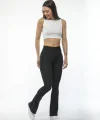 Kadın Yüksel Bel İspanyol Paça Tayt - Siyah