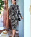 Kadın Zebra Desen Süet Kumaş Fırsat ürün Midi Boy Elbise