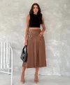 Kadınyüksek Bel Cep Ve Düğme Detay Fırsat ürün idi Boy Deri Etek