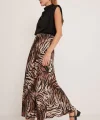 Kahverengi Bej Desenli Saten Etek 15877