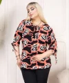 Kapri Kol Püsküllü Bluz  Desenli