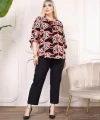 Kapri Kol Püsküllü Bluz  Desenli