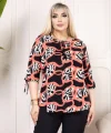 Kapri Kol Püsküllü Bluz  Desenli
