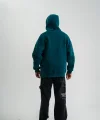 Kapşonlu Double Oversize Yıkamalı Evalı Nakışlı SweatShirt - Koyu Deniz Yeşili