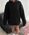 Kapşonlu Üç İplik Penye Basic weathirt  iyah