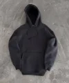 Kapüşonlu Üç İplik Penye Basic SweatShirt - Füme