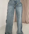 Kar Yıkama Yan Yırtmaçlı Jeans Pantolon