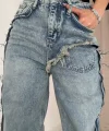 Kar Yıkama Yan Yırtmaçlı Jeans Pantolon