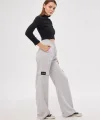 Kargo Cepli Palazzo Oversize Kesim İki Iplik Bol Paça Eşofman Altı Pantalon - Gri