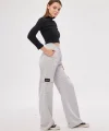 Kargo Cepli Palazzo Oversize Kesim İki iplik Bol Paça Eşofman Altı Pantalon - Gri