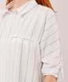 Katlanabilir Kol Ve Cep Detaylı avi Çizgili Gömlek