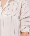 Katlanabilir Kol Ve Cep Detaylı Gri Çizgili Gömlek