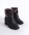 KATYA Fermuarlı Ortopedik Taban Topuklu Kürk DetaylıKadın Bot  CST - Siyah